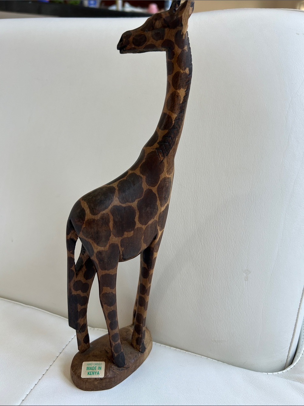 Hand-Carved Wooden Giraffe Sculpture